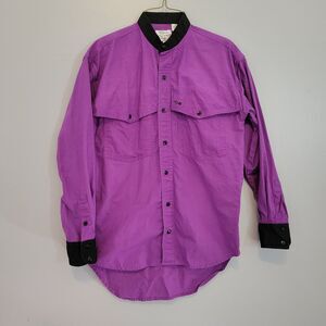 Silver Spur Purple Long Sleeve Cotton, Size Medium Americano Rodeo Rockabilly